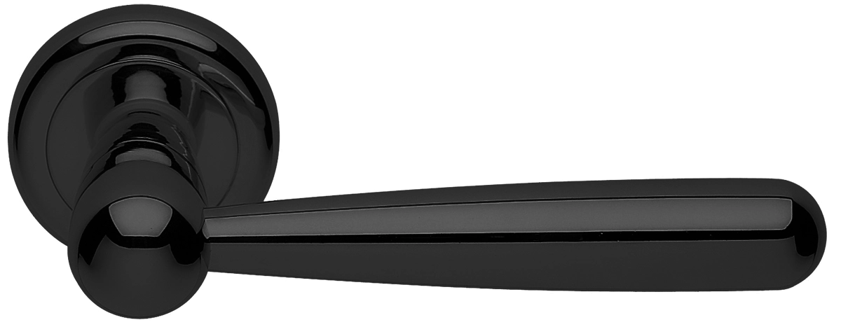 Ручка дверная PINOKKIO R4 NERO раздельная на круглой розетке, цвет - черный фото купить Чебоксары
