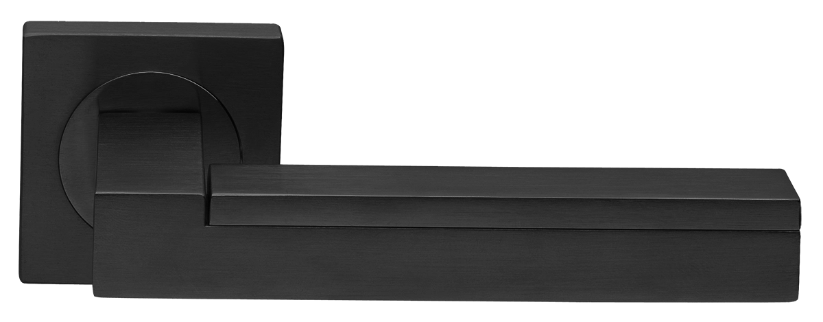 Ручка дверная ISLAND S2 NERO раздельная на квадратной розетке, цвет черный, латунь фото купить в Чебоксарах