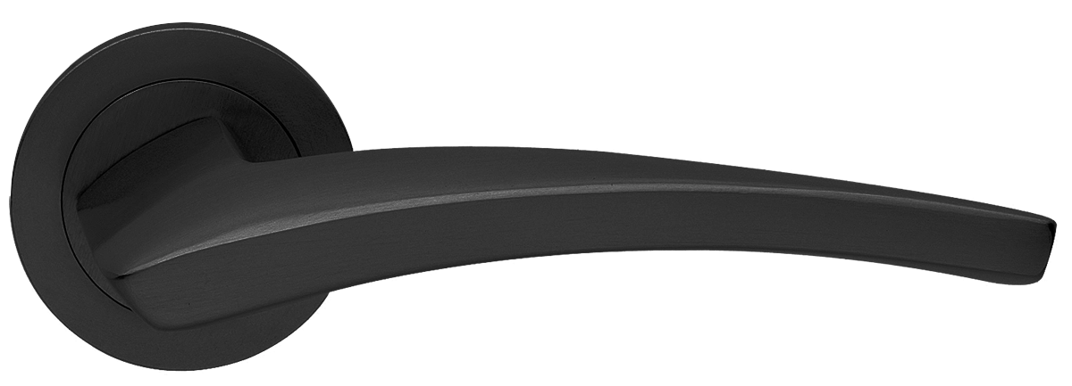 Ручка дверная WIND R2 NERO раздельная на круглой розетке, цвет черный, латунь фото купить в Чебоксарах