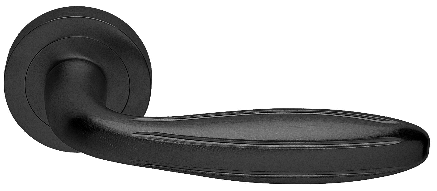 Ручка дверная BUD R2 NERO раздельная на круглой розетке, цвет - черный фото купить в Чебоксарах