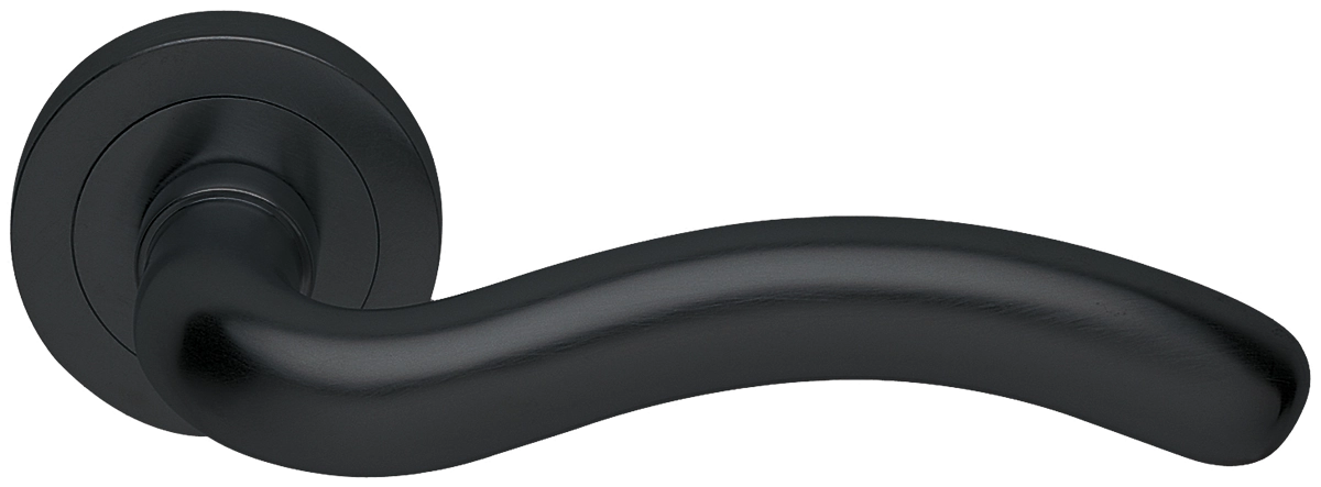 Ручка дверная SNAKE R2 NERO раздельная на круглой розетке, цвет - черный фото купить в Чебоксарах