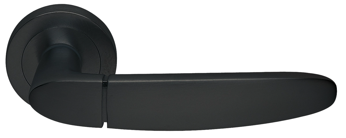 Ручка дверная SAIL R2 NERO раздельная на круглой розетке, цвет черный, латунь фото купить в Чебоксарах