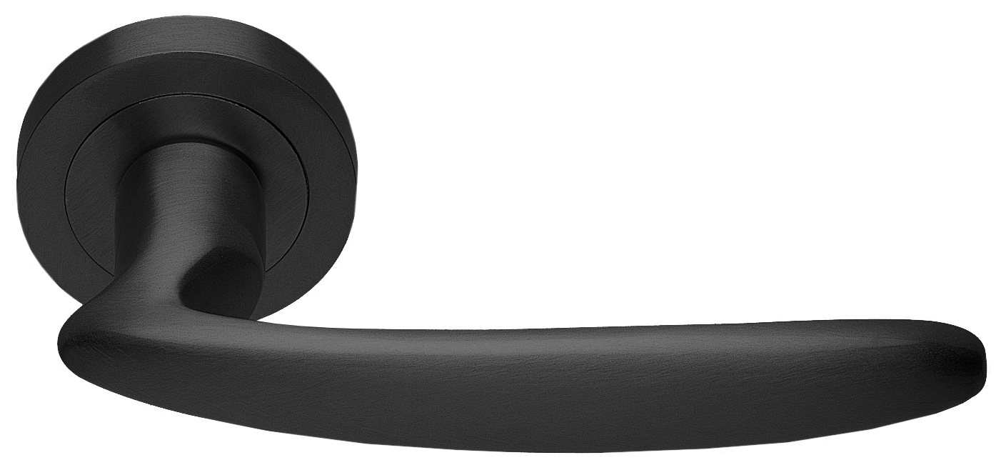 Ручка дверная FLAMINGO R2 NERO раздельная на круглой розетке, цвет черный, латунь фото купить в Чебоксарах