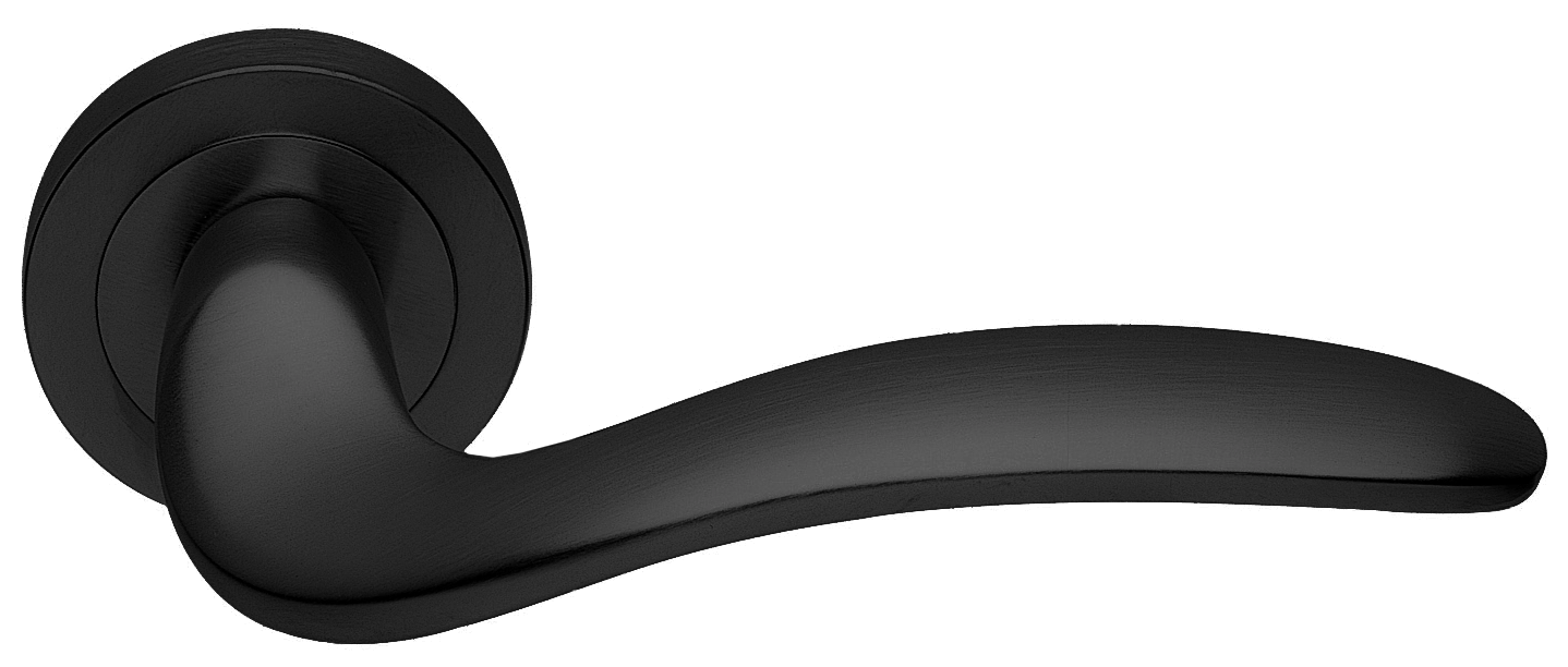 Ручка дверная COBRA R2 NERO раздельная на круглой розетке, цвет - черный фото купить в Чебоксарах