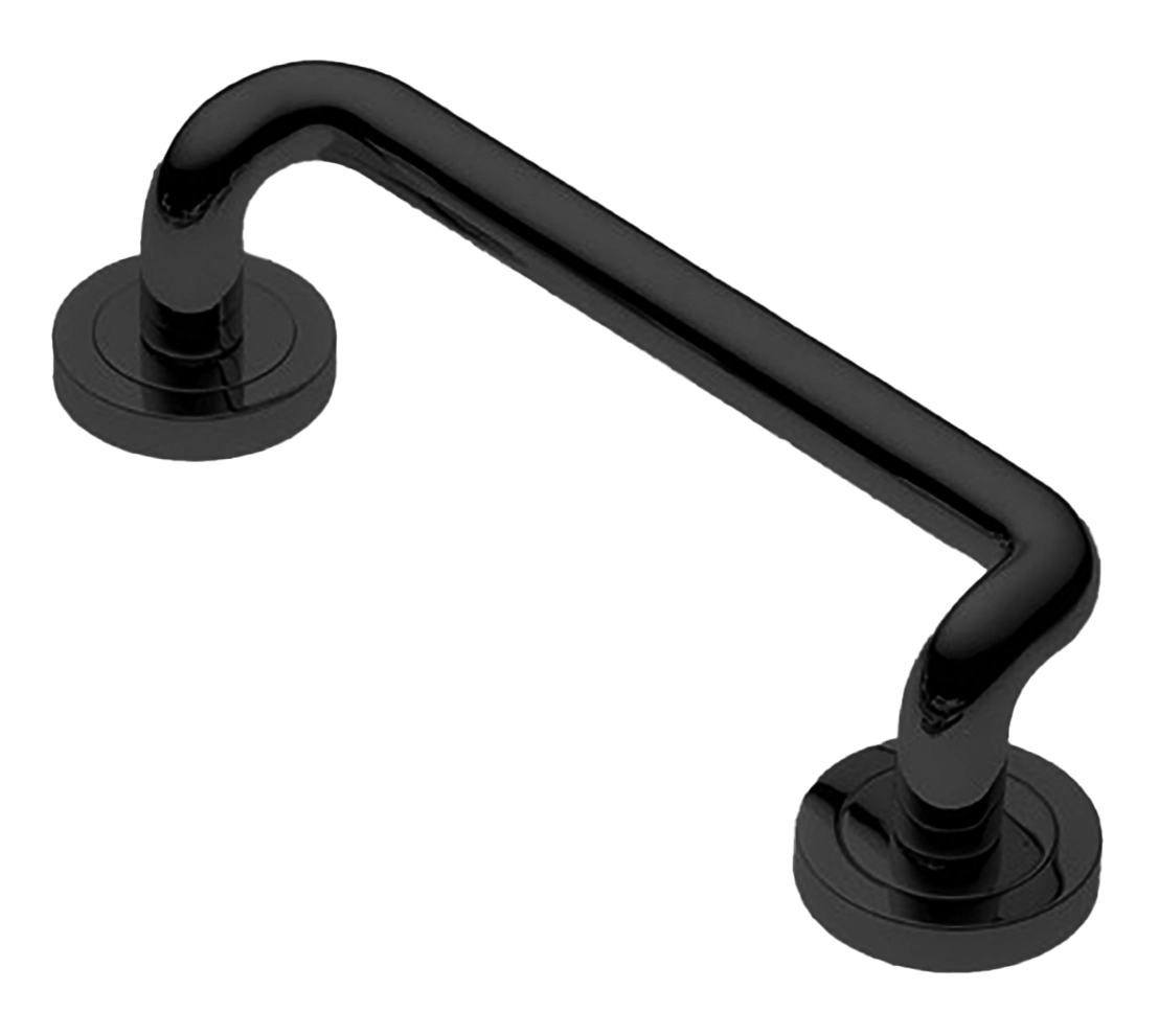 Ручка-скоба дверная SNAKE PH NERO на круглой розетке, цвет черный, латунь фото купить в Чебоксарах