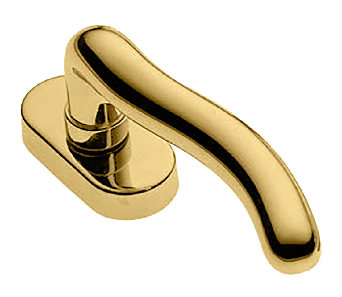 Ручка оконная SNAKE W1 OTL на прямоугольной розетке, цвет золото, латунь фото купить в Чебоксарах