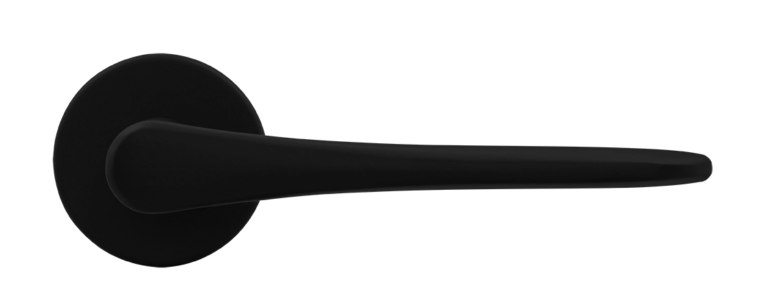 Ручка дверная AULA R5 NERO-ST на круглой розетке, цвет черный soft-touch, ЦАМ фото купить в Чебоксарах