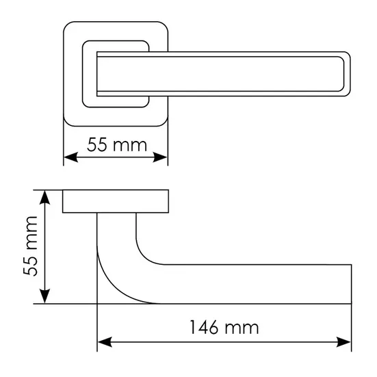 Комплект дверных ручек MH-46 SC/W-S55 + завертка сантехническая MH-WC-S55 SC/CP + защёлка бесшумная 1895P SC + петли врезные универсальные MSN 100X70X2.5-4BB SC (2шт), цвет хром фото купить в Чебоксарах