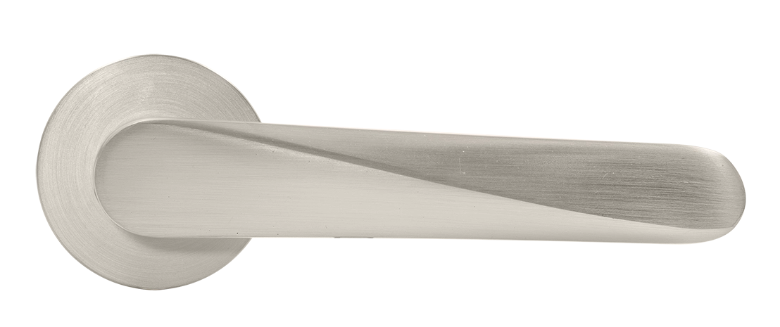 Ручка дверная CAYAN MH-58-R6 MSN раздельная на круглой розетке 6 мм, цвет матовый сатинированный никель, ЦАМ фото купить в Чебоксарах