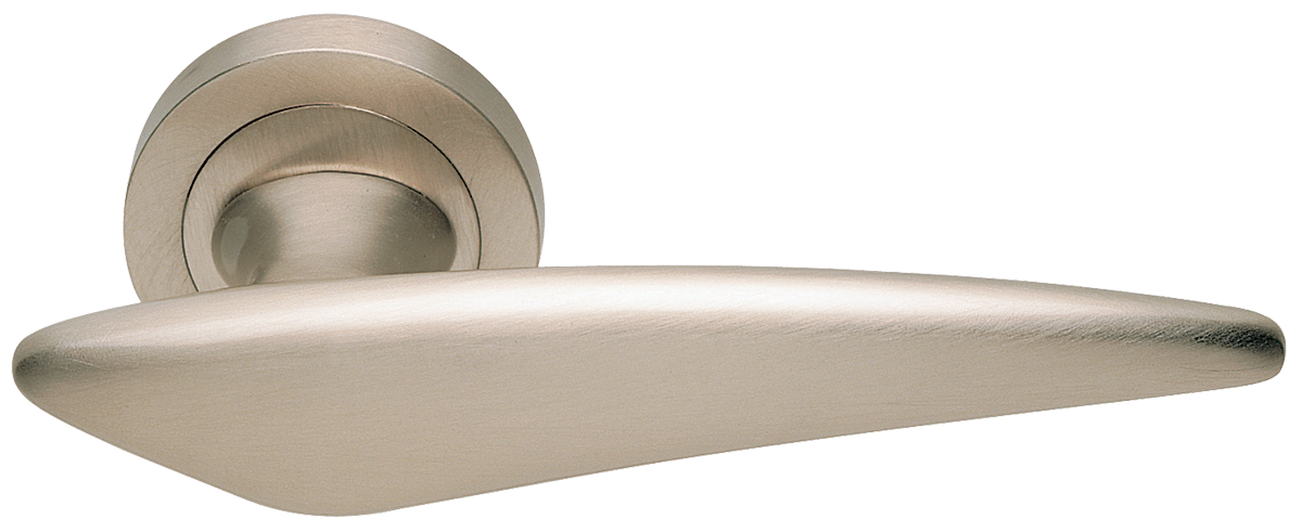 Ручка дверная BOLID R2 NIS раздельная на круглой розетке, цвет матовый никель, латунь фото купить Чебоксары