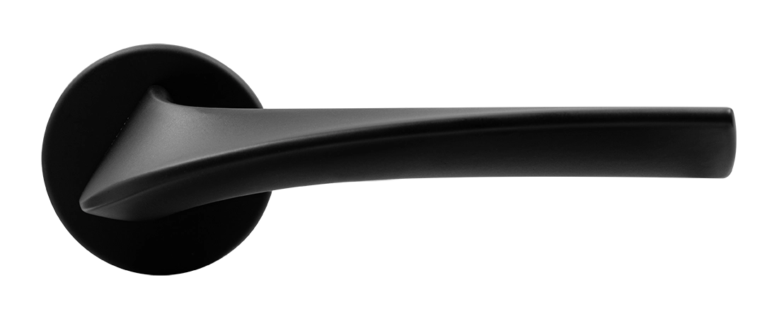 Ручка дверная COMETA R5 NERO-ST на круглой розетке цвет черный soft-touch, ЦАМ фото купить в Чебоксарах