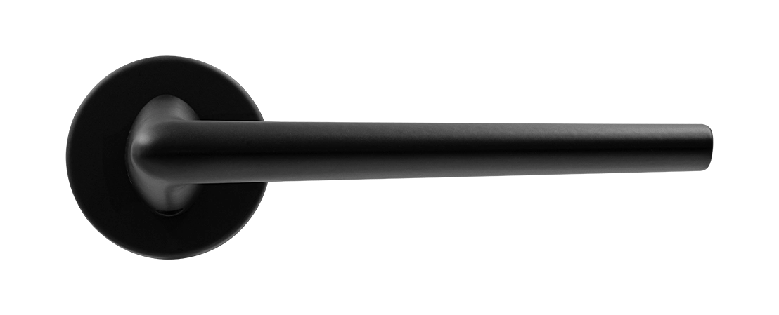 Ручка дверная THE FORCE R5 NERO-ST на круглой розетке, цвет черный soft-touch, ЦАМ фото купить в Чебоксарах