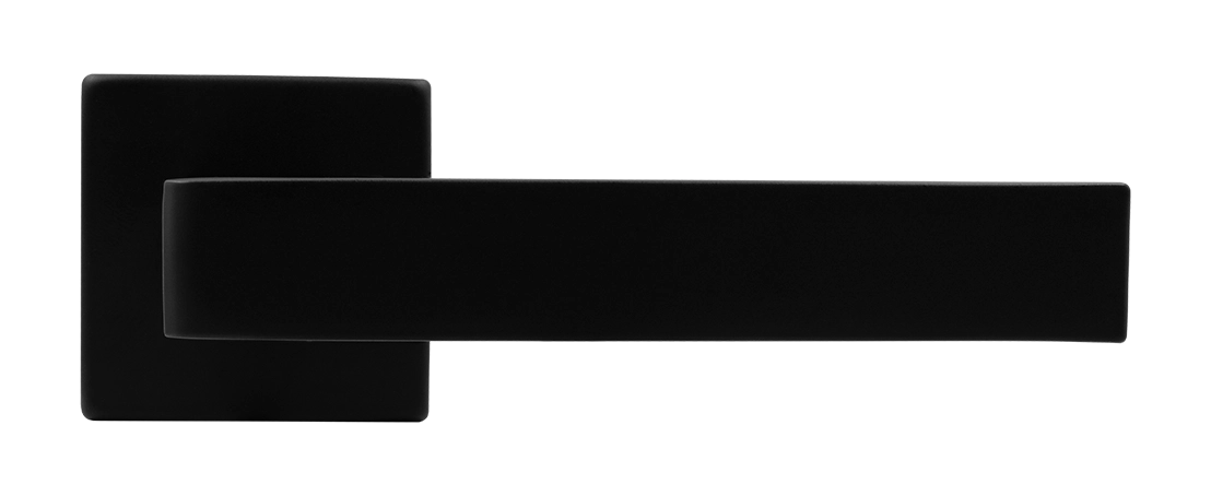 Ручка дверная HORIZONT S5 NERO-ST на квадратной розетке, цвет черный soft-touch, ЦАМ фото купить в Чебоксарах