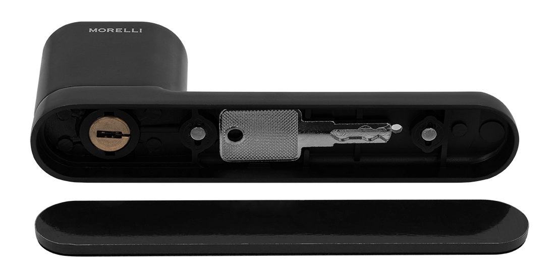 Ручка дверная MARACANA MH-62-R50 BL на скрытой овальной розетке с фиксатором, цвет черный, ЦАМ фото фурнитура Чебоксары
