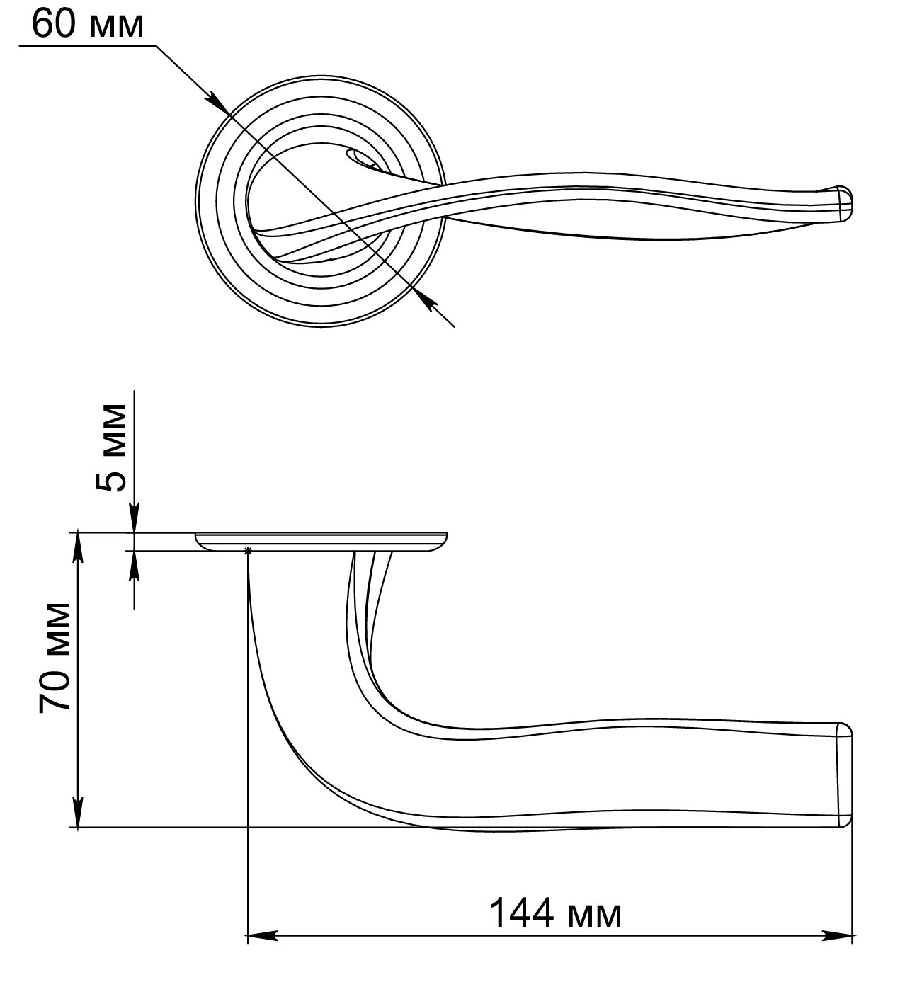 Ручка дверная SKYSCRAPER R7 SST на круглой розетке, цвет Летняя гроза/Summer Storm фото фурнитура Чебоксары