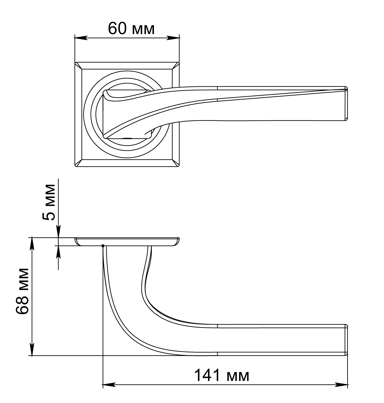 Ручка дверная WD CONCERT HALL S7 AH на квадратной розетке, цвет Осенний мёд/Autumn Honey фото фурнитура Чебоксары