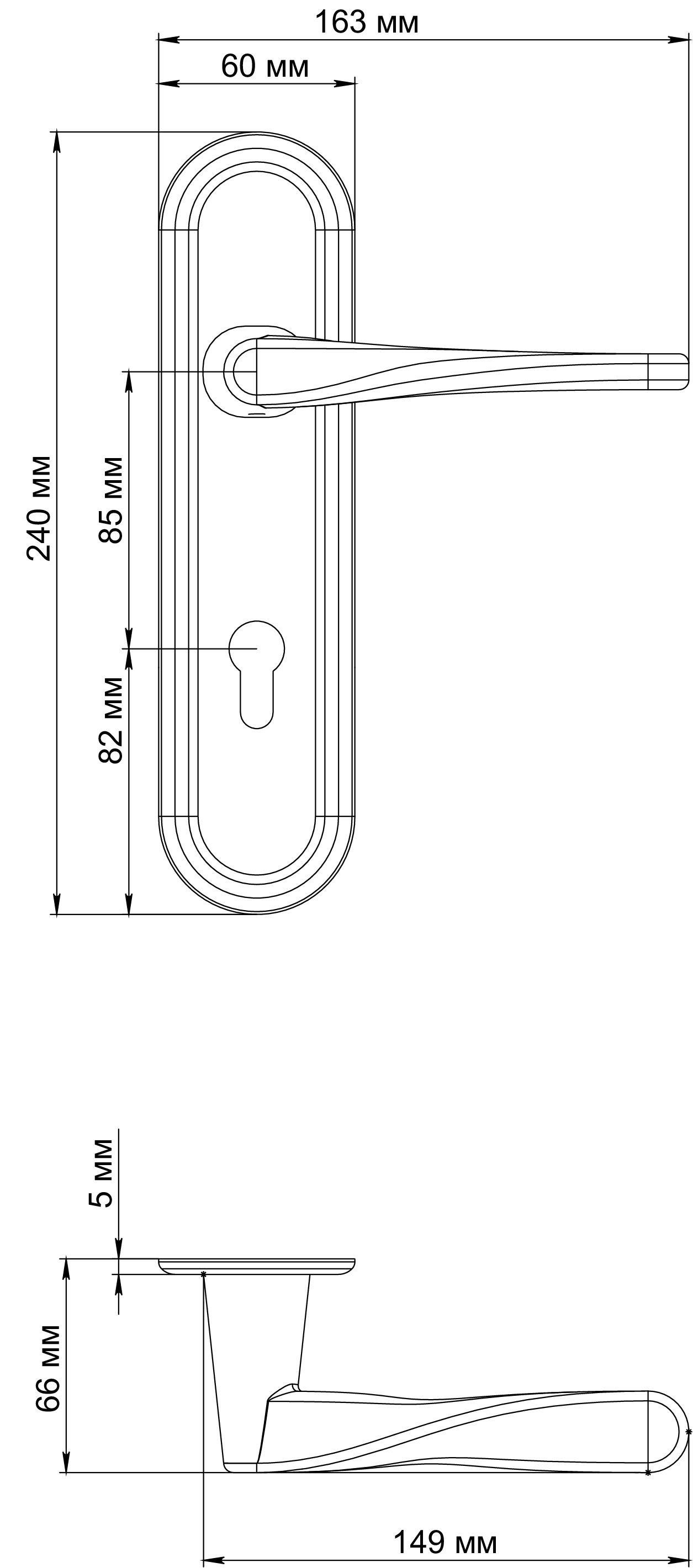 Ручка дверная THE OLYMPICS PLR KH WF на планке под ключевой цилиндр, цвет Зимняя стужа/Winter Frost фото купить в Чебоксарах