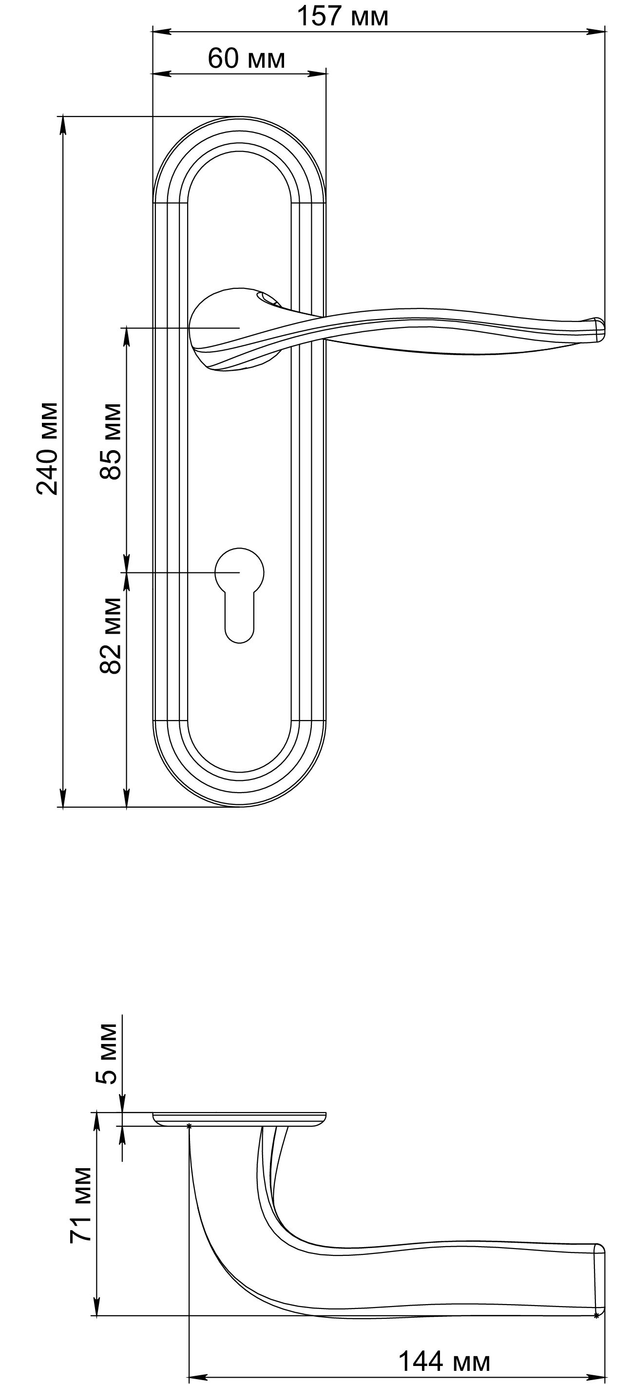 Ручка дверная SKYSCRAPER PLR KH SSW на планке под ключевой цилиндр, цвет Стокгольмский снегопад/Stockholm Snowfall фото купить в Чебоксарах