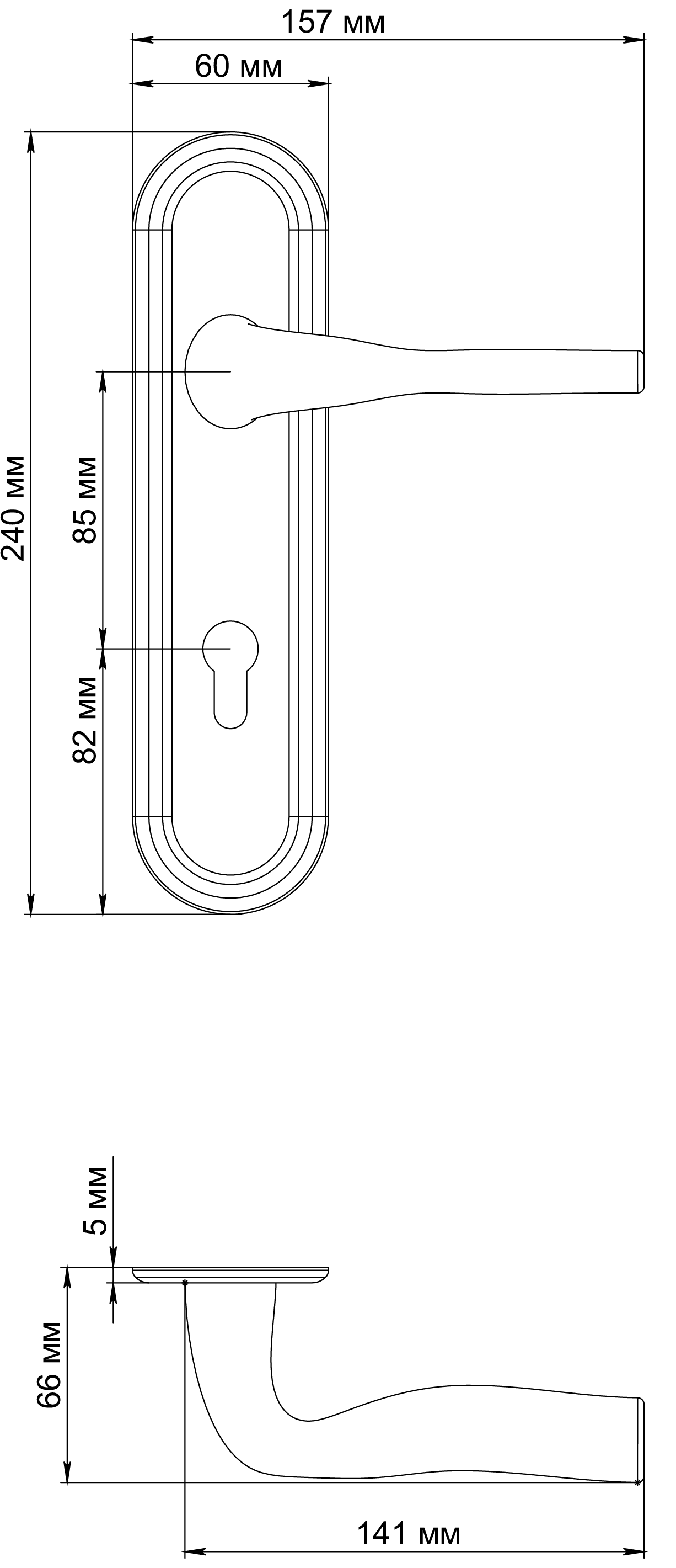 Ручка дверная LVB PLR KH SSW на планке под ключевой цилиндр, цвет Стокгольмский снегопад/Stockholm Snowfall фото купить в Чебоксарах