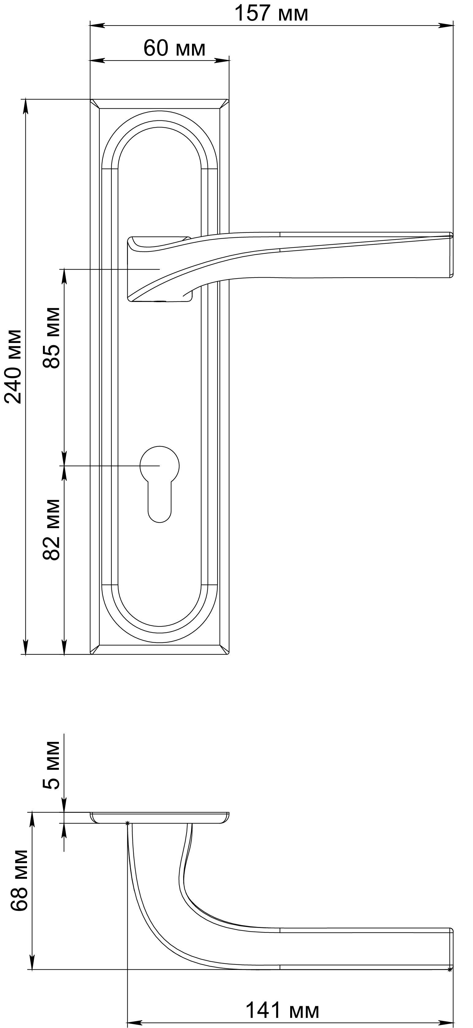 Ручка дверная WD CONCERT HALL PLS KH SSW на планке под ключевой цилиндр, цвет Стокгольмский снегопад/Stockholm Snowfall фото купить в Чебоксарах