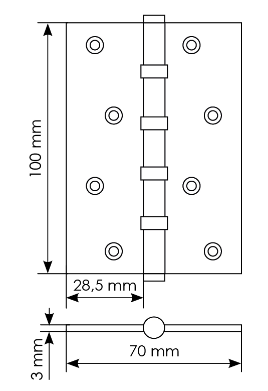 Петля карточная универсальная MBU 100X70X3-4BB COF латунь,врезная,цвет кофе фото купить в Чебоксарах