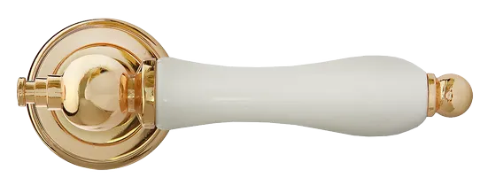 MART, ручка дверная MH-42-CLASSIC PG/W, цвет - золото/белый фото купить в Чебоксарах