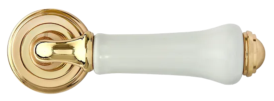 UMBERTO, ручка дверная MH-41-CLASSIC PG/W, цвет - золото/белый фото купить в Чебоксарах