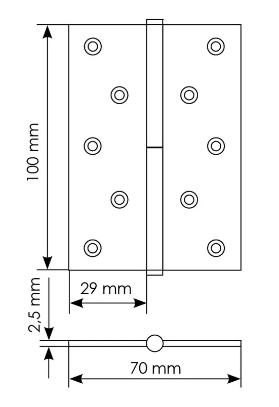 Петля карточная разъемная MSD 100X70X2.5 PC L стальная левая, врезная, цвет хром фото купить в Чебоксарах