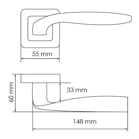 Ручка дверная SHELL MH-45 GR/CP-S55 раздельная на квадратной розетке, цвет графит/хром, ЦАМ Light фото купить в Чебоксарах