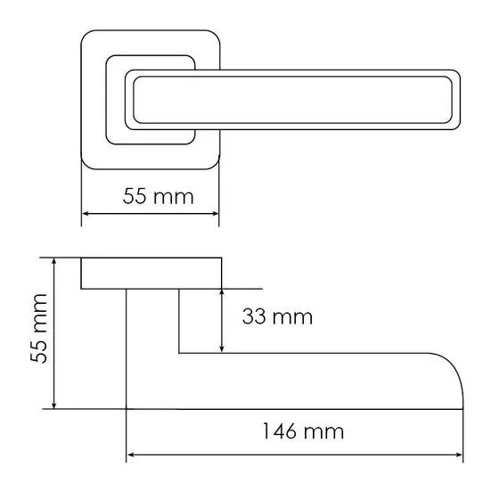 Ручка дверная FLEX MH-44 SC/CP-S55 раздельная на квадратной накладке, цвет матовый хром/хром, ЦАМ Light фото купить в Чебоксарах