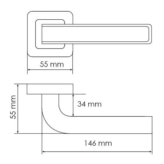 Ручка дверная EON MH-46 GR/CP-S55 раздельная на квадратной розетке, цвет графит/хром, ЦАМ Light фото фурнитура Чебоксары