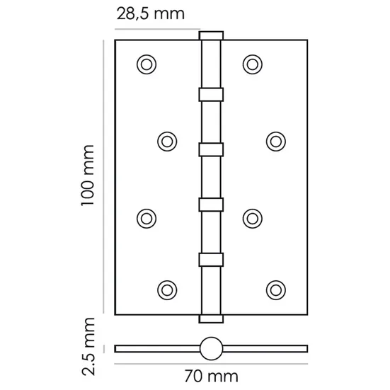 Петля карточная универсальная MS 100X70X2.5-4BB BL, врезная, цвет черный, сталь фото купить в Чебоксарах